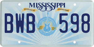MS license plate BWB598