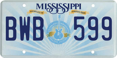 MS license plate BWB599