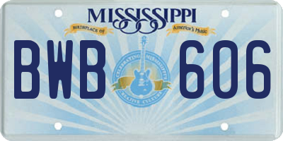 MS license plate BWB606