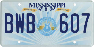 MS license plate BWB607