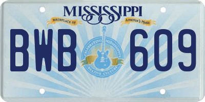 MS license plate BWB609