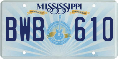 MS license plate BWB610