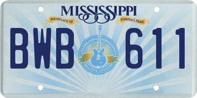 MS license plate BWB611