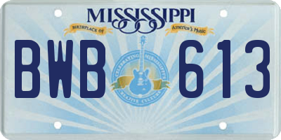 MS license plate BWB613