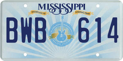 MS license plate BWB614