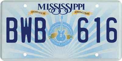 MS license plate BWB616