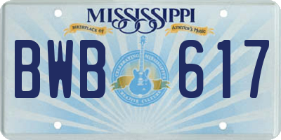 MS license plate BWB617