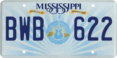 MS license plate BWB622