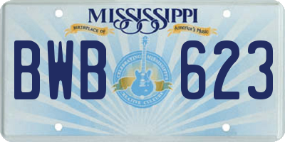 MS license plate BWB623