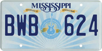 MS license plate BWB624