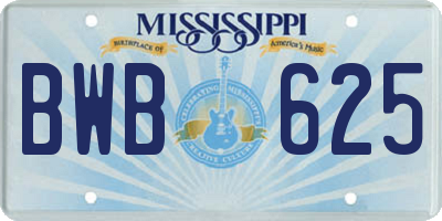 MS license plate BWB625