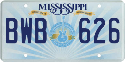 MS license plate BWB626