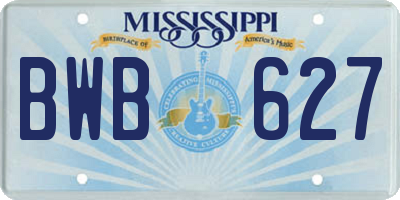 MS license plate BWB627