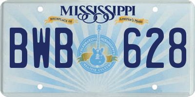 MS license plate BWB628