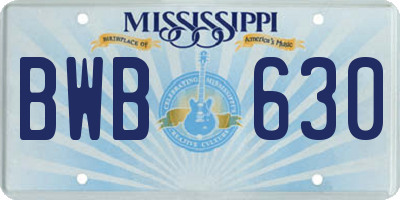 MS license plate BWB630