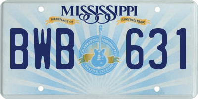 MS license plate BWB631