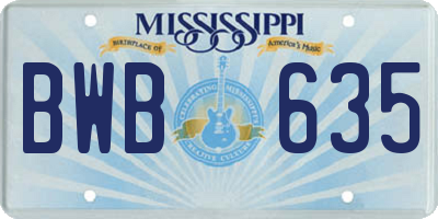 MS license plate BWB635