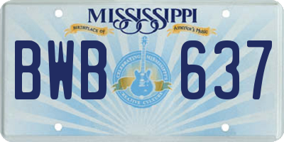 MS license plate BWB637