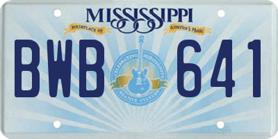 MS license plate BWB641