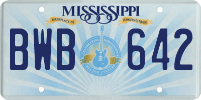 MS license plate BWB642