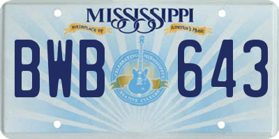 MS license plate BWB643