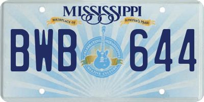 MS license plate BWB644