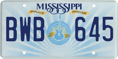 MS license plate BWB645