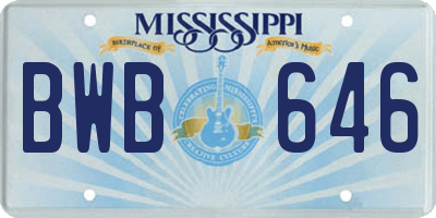 MS license plate BWB646