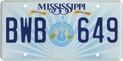 MS license plate BWB649