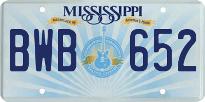 MS license plate BWB652