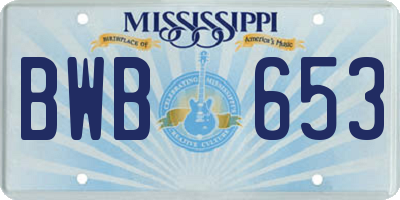 MS license plate BWB653