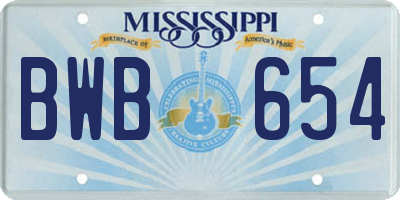 MS license plate BWB654