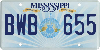 MS license plate BWB655
