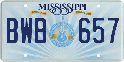 MS license plate BWB657
