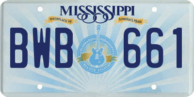 MS license plate BWB661