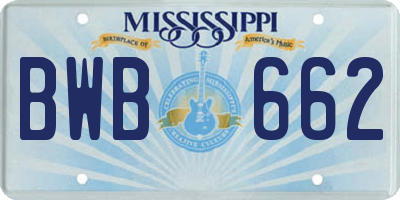 MS license plate BWB662