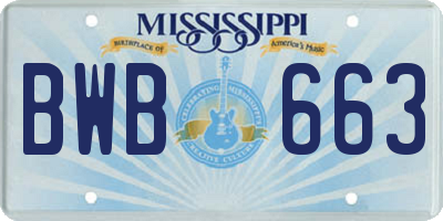 MS license plate BWB663