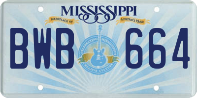 MS license plate BWB664