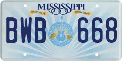MS license plate BWB668