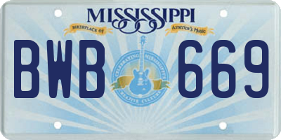MS license plate BWB669