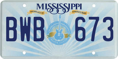 MS license plate BWB673