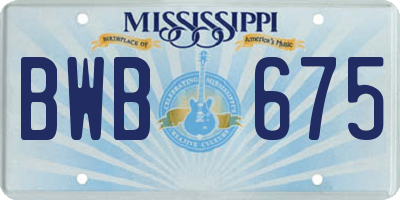 MS license plate BWB675