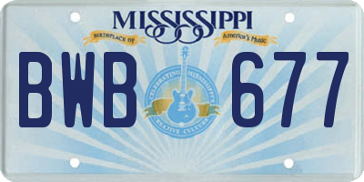 MS license plate BWB677