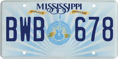 MS license plate BWB678