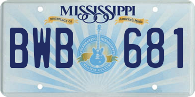 MS license plate BWB681