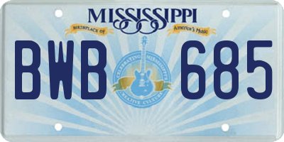 MS license plate BWB685