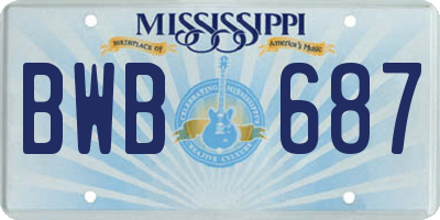 MS license plate BWB687