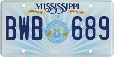 MS license plate BWB689