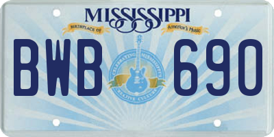 MS license plate BWB690