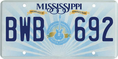 MS license plate BWB692